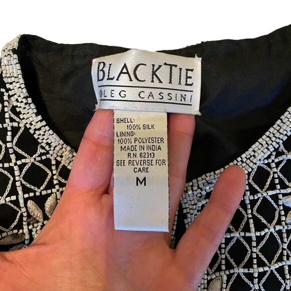 Oleg Cassini Black Tie Women's Party Wedding Formal Jacket Size Medium - Picture 6 of 9